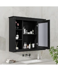 Wall Mounted Bathroom Cabinet with Mirror and 6 Shelves