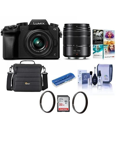 Panasonic Lumix Dmc-G7 Mirrorless Camera with Lumix G Vario 14-42mm and 45-150mm Lenses Lens