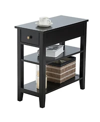 Gymax 3 Tier Nightstand Bedside Table Sofa Side End w/Double Shelves Drawer