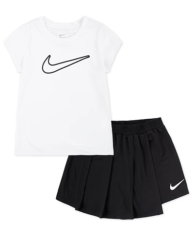 Nike Girls' 2T-4T All Day Play T-Shirt and Skort, 2-Piece Set
