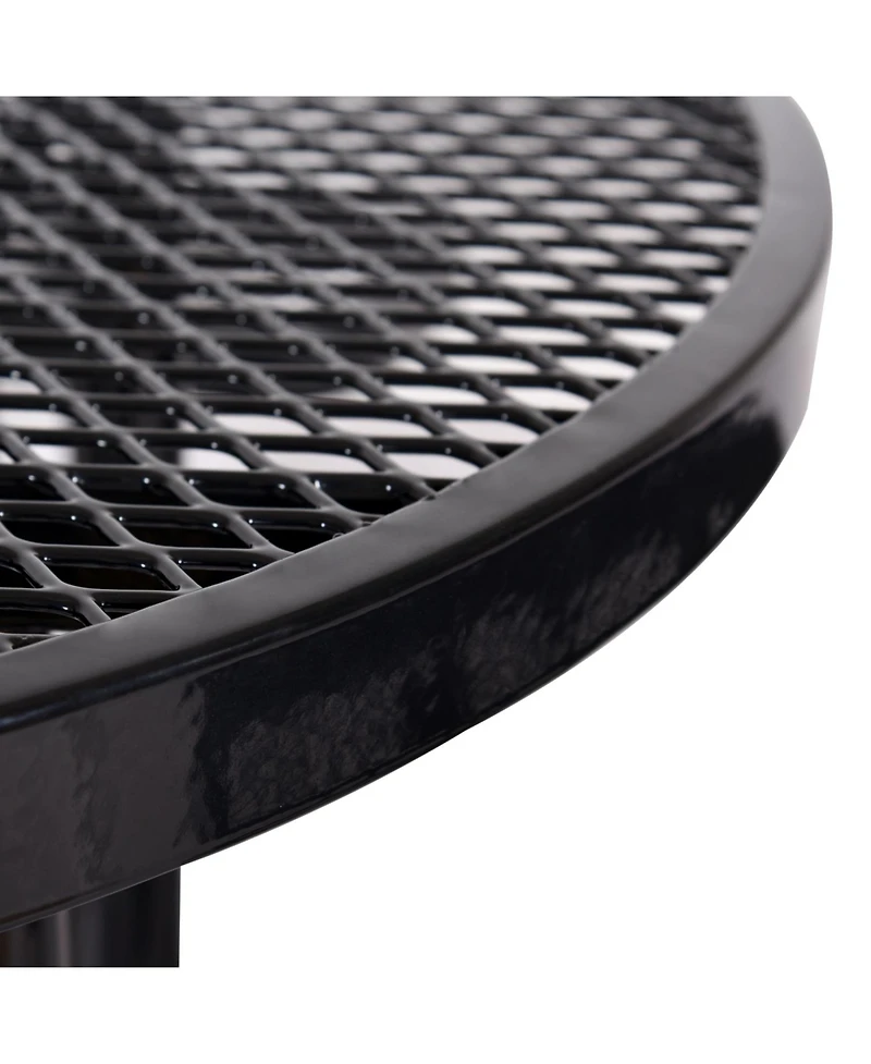 Streamdale Round Outdoor Steel Picnic Table 46" black, with umbrella pole