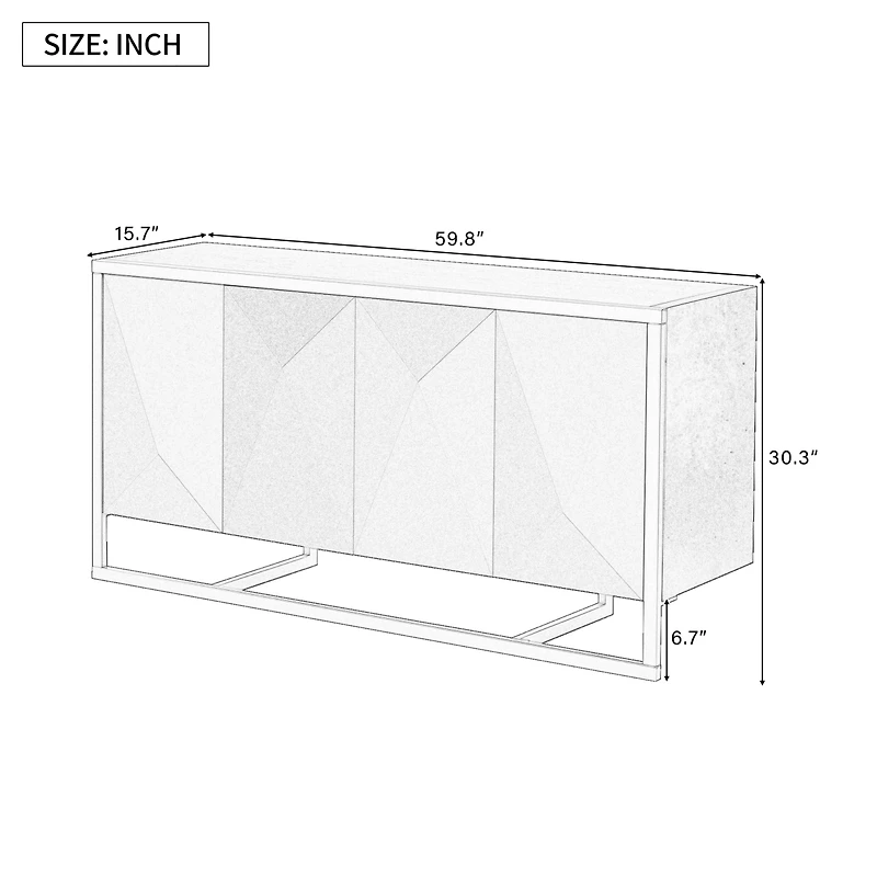 Streamdale Mahogany Veneer Modern Sideboard with Unique Metal Legs,Suitable for Study,Entryway, Hallway, Living Room
