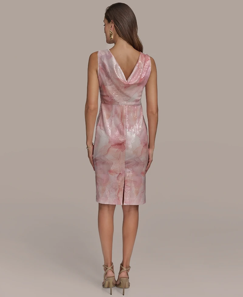 Donna Karan New York Women's Printed Sequin Sleeveless Sheath Dress