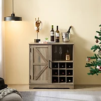 Streamdale Farmhouse Wine Bar Cabinet with Adj. Shelves and Wine Rack, 31.5