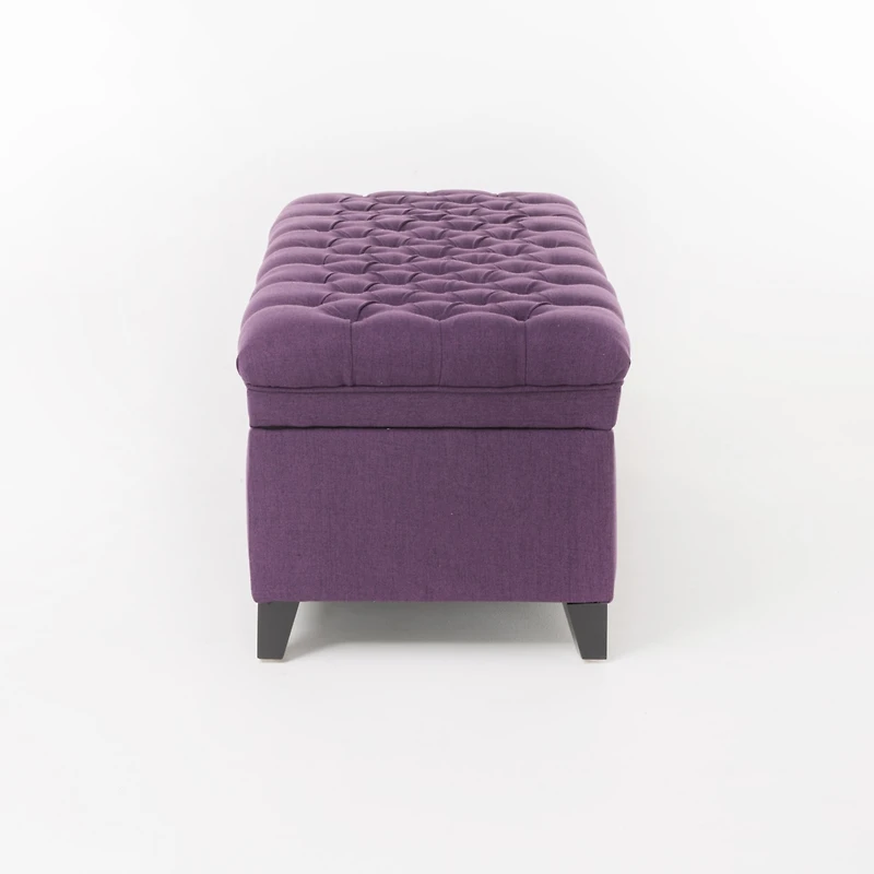 Streamdale Juliana Fabric Storage Ottoman with Birch Legs in Purple (50x20.5x18.3in)