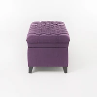 Streamdale Juliana Fabric Storage Ottoman with Birch Legs in Purple (50x20.5x18.3in)