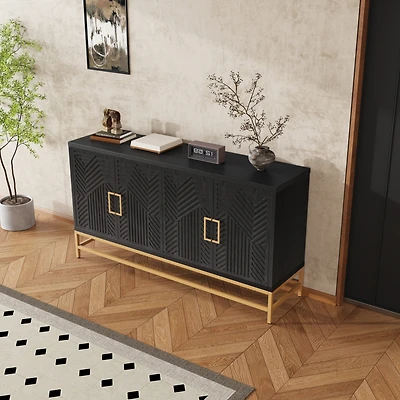 Streamdale Retro Sideboard with Adjustable Shelves & Metal Accents