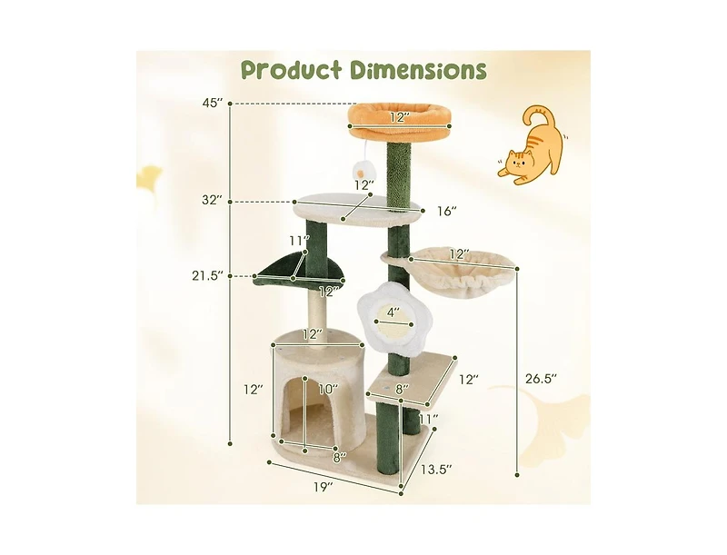 Modern Cat Tree with Plush Top Perch Stylish & Cozy Kitty Tower for Indoor Cats