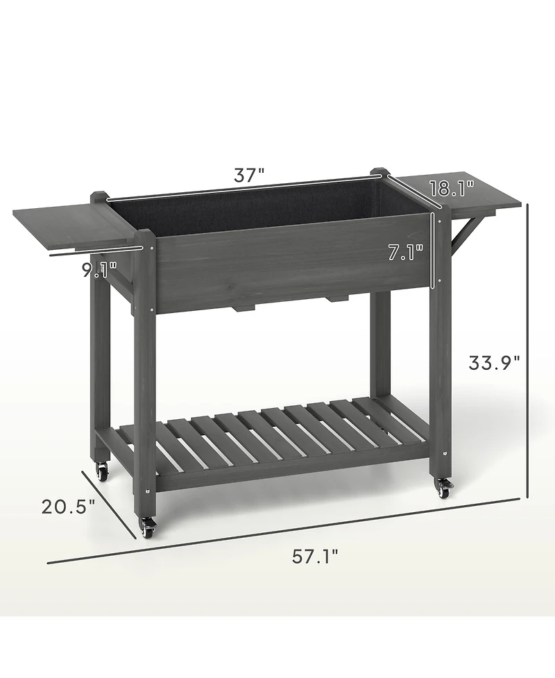 Outsunny Raised Garden Bed, Wood Raised Planter with Liner, Natural