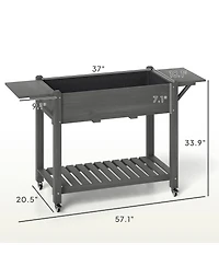Outsunny Raised Garden Bed, Wood Raised Planter with Liner, Natural