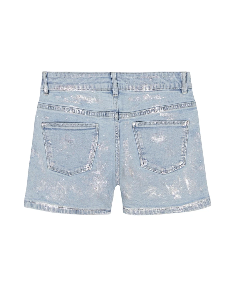 Calvin Klein Big Girls Foil Printed Denim Shorts