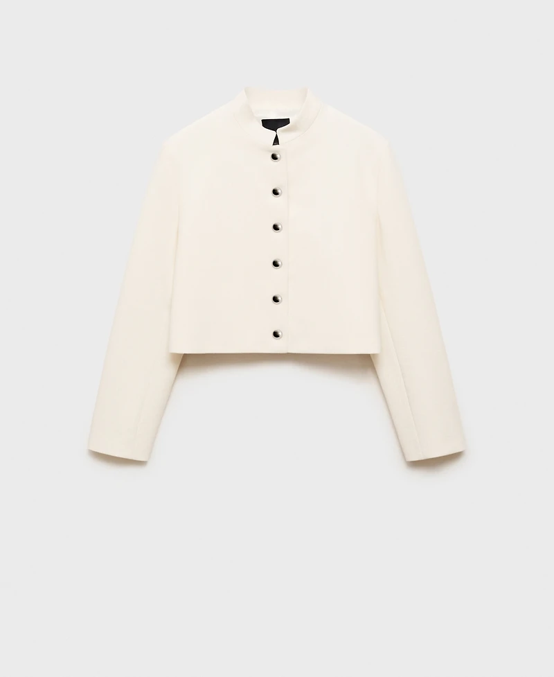 Mango Women's Strip Neck Cropped Jacket