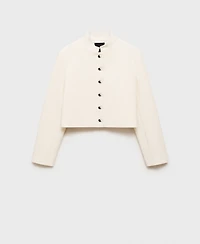 Mango Women's Strip Neck Cropped Jacket