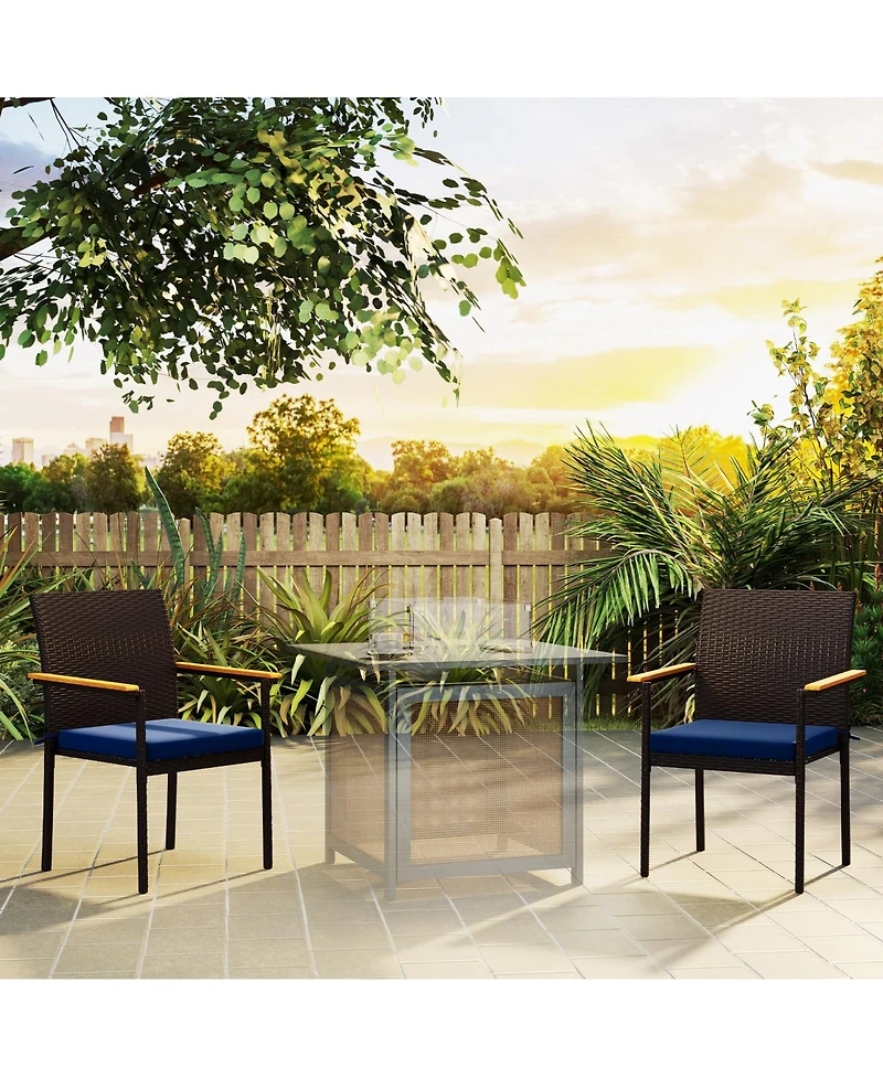 Outsunny 2 Pcs Wicker Dining Chair, Outdoor Chairs w