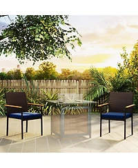 Outsunny 2 Pcs Wicker Dining Chair, Outdoor Chairs w