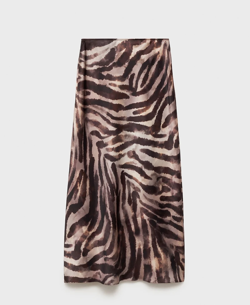 Mango Women's Animal-Print Satin Skirt