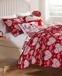 Greenland Home Fashions Lovebirds Woven Jacquard Reversible 3-Pc. Coverlet Set