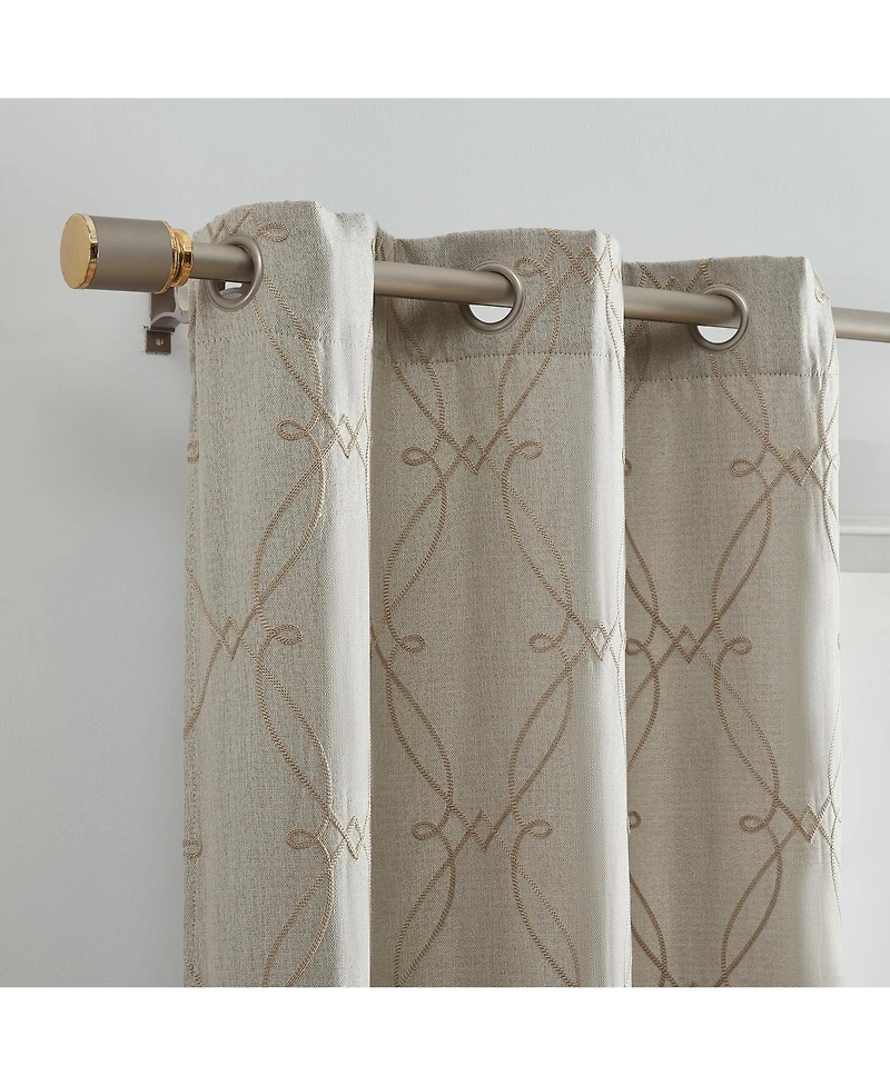 Elrene Home Fashions Palmetto Lattice Embroidered Blackout Window Curtain Panel