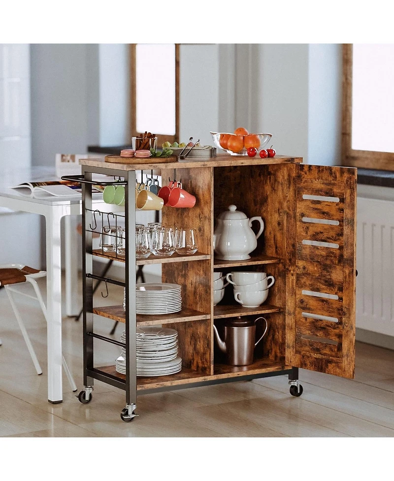 Storage Cabinet with Wheels, Multipurpose Kitchen Cart Cabinet with Shelves