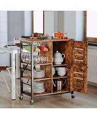 Storage Cabinet with Wheels, Multipurpose Kitchen Cart Cabinet with Shelves