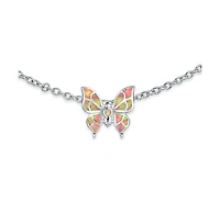 Bling Jewelry Summer Garden Opalescent Butterfly Pink Opal Anklet Ankle Bracelet Sterling Silver