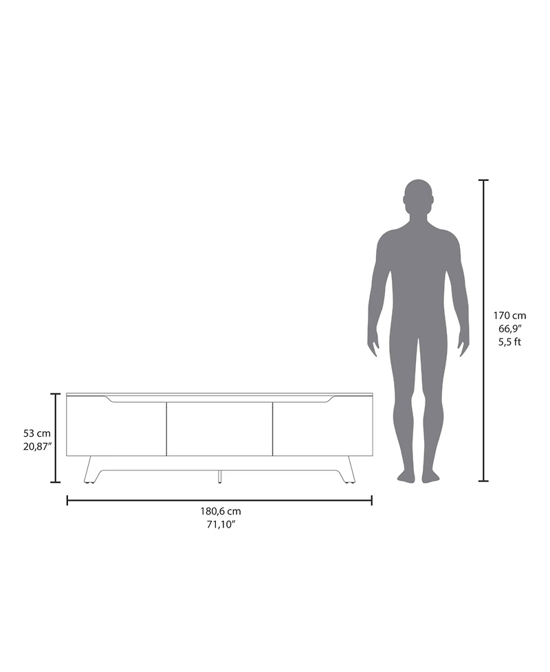 Fm Furniture Lyman Entertainment Center with Two Doors, White and Natural Oak