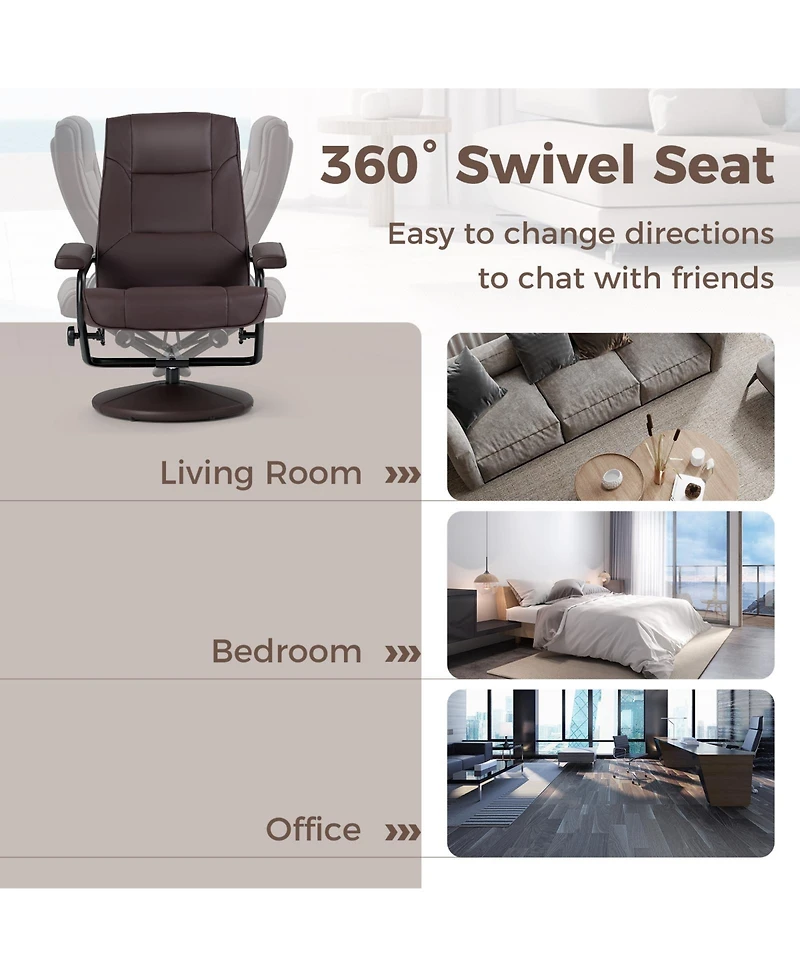 Swivel Lounge Chair Recliner with Ottoman