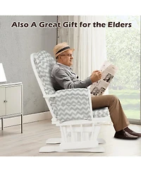 Wood Glider and Ottoman Set with Padded Armrests and Detachable Cushion