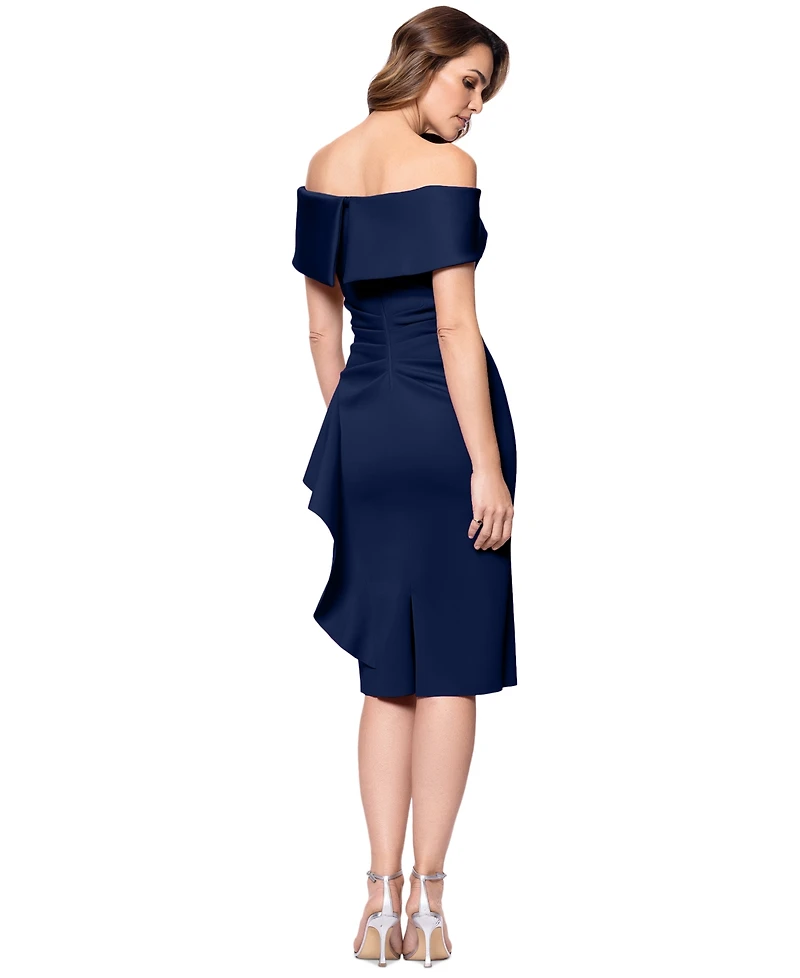 Xscape Women's Off-The-Shoulder Draped Scuba Sheath Dress
