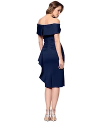 Xscape Women's Off-The-Shoulder Draped Scuba Sheath Dress