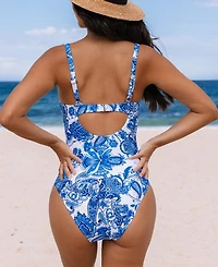 Cupshe Women's Scoop Neck with O Ring Adjustable Strap One Piece Swimsuit