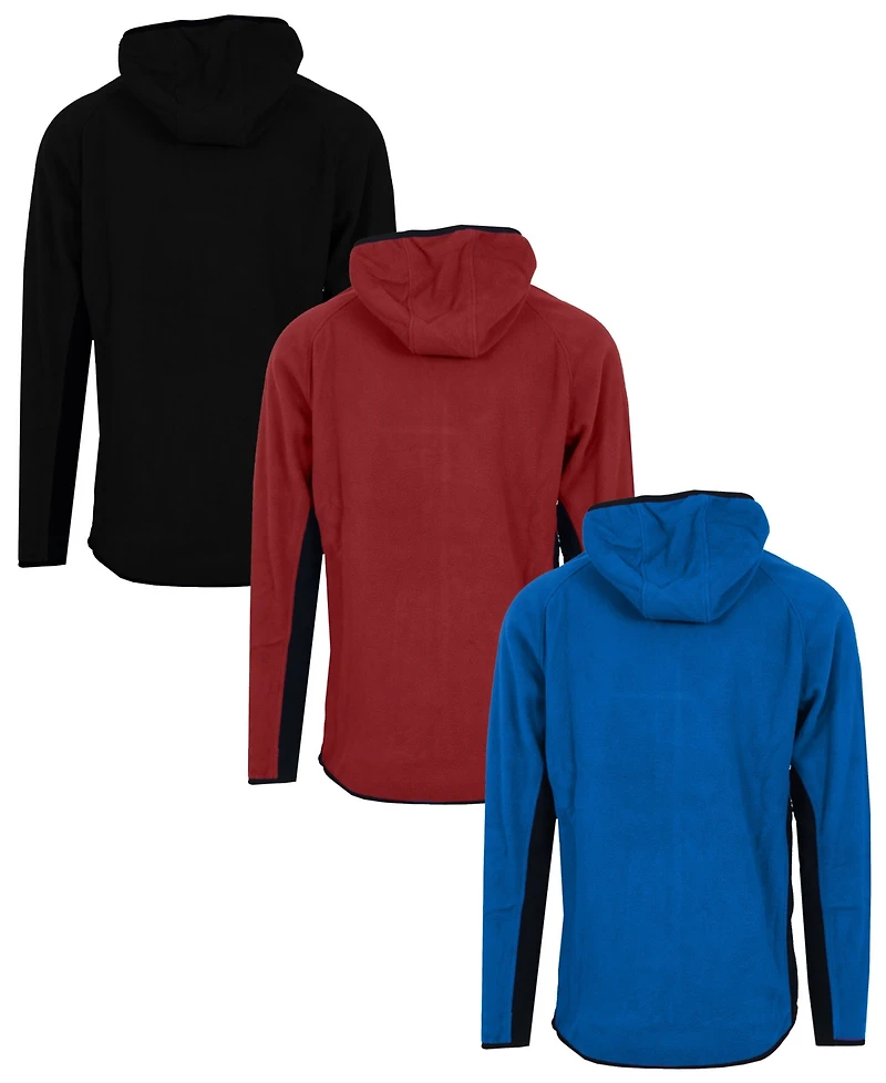 Galaxy By Harvic Men's 3-Pack Polar Fleece Tech Zip Hoodie