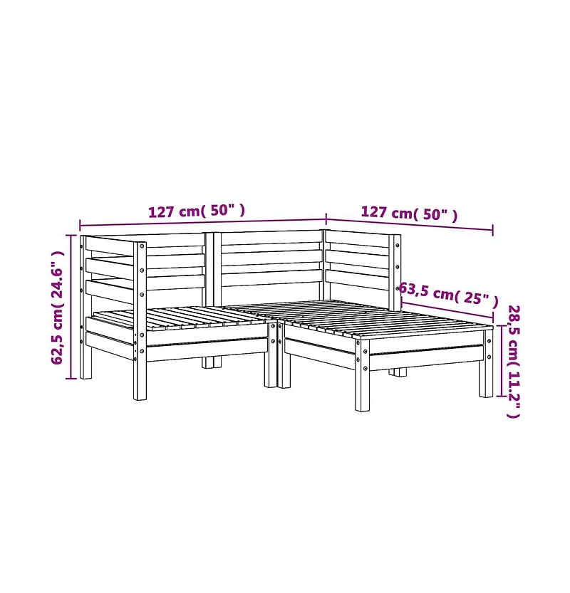 Patio Sofa 2-Seater with Footstool Wax Brown Solid Wood Pine