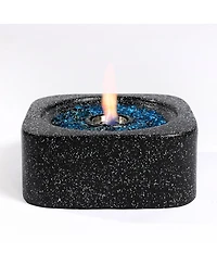 Tabletop Fire Pit, Concrete & Stainless Steel Portable Fire Pit with Decorative Glass Beads, Bioethanol or Gel Fuel, 3000 Btu