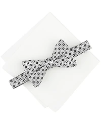 Alfani Men's Alene Geo-Pattern Bow Tie & Solid Pocket Square Set, Exclusively at Macy's