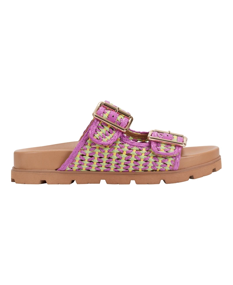 Marc Fisher Ltd Women's Mylan Woven Buckle Straps Flat Sandals