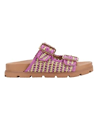 Marc Fisher Ltd Women's Mylan Woven Buckle Straps Flat Sandals