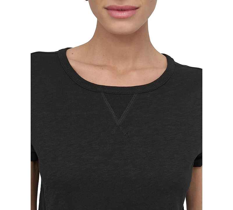 Dkny Sport Women's V-Inset Roll-Sleeve T-Shirt