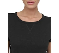 Dkny Sport Women's V-Inset Roll-Sleeve T-Shirt