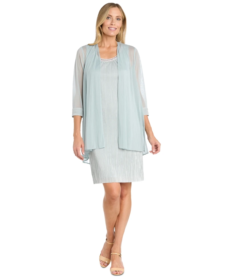 R & M Richards Women's Embellished-Neck Jacket Dress