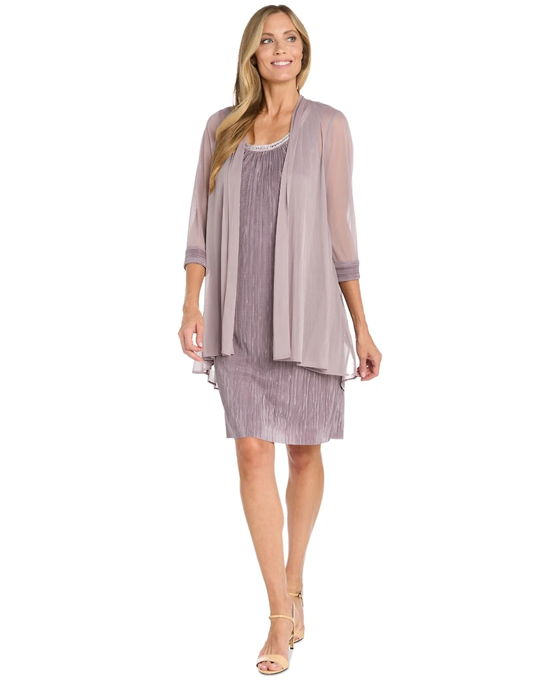 R & M Richards Women's Embellished-Neck Jacket Dress