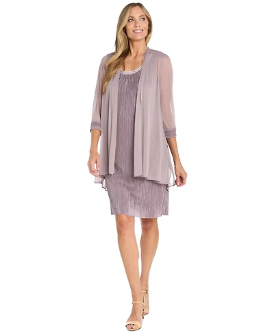 R & M Richards Women's Embellished-Neck Jacket Dress