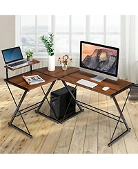 L-Shaped Desk Reversible Corner Computer Desk with Movable Shelf and Cpu Stand