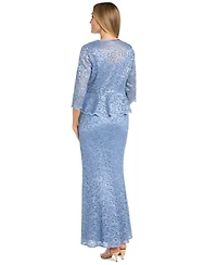 R & M Richards Women's Glitter Lace Gown Jacket