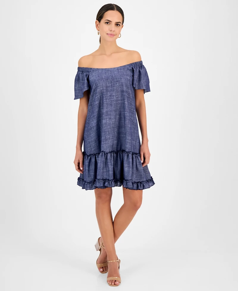 Robbie Bee Women's Square-Neck Short-Sleeve Shift Dress