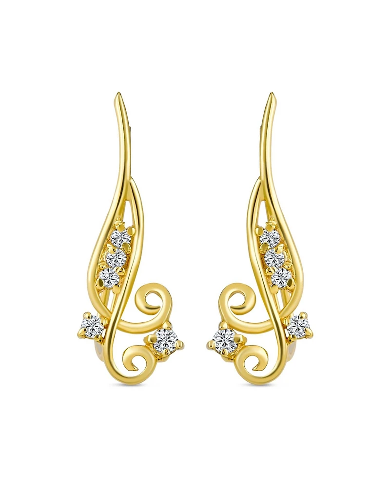 Bling Jewelry Trendy Scroll Swirl Ear Cuff Cartilage Earrings 14K Gold Plated Sterling Silver