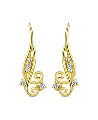 Bling Jewelry Trendy Scroll Swirl Ear Cuff Cartilage Earrings 14K Gold Plated Sterling Silver