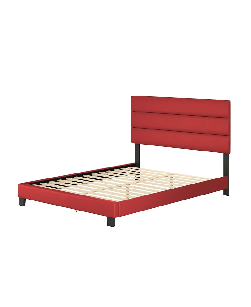Boyd Sleep Piedmont Leatherette Upholstered Platform Bed Frame with Adjustable Headboard