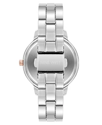 Nine West Women's Quartz Silver-Tone Metal Alloy Delicate Floral Dial Watch, 36mm