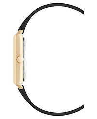 Nine West Women's Quartz Rectangular Gold-Tone and Polyurethane Leather Band Watch